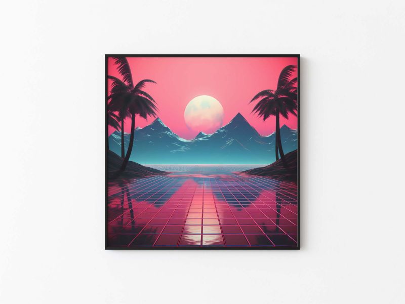 Retrowave 80s Retro Poster - Brickroad to the Moon | vintage 80s style - Image 2