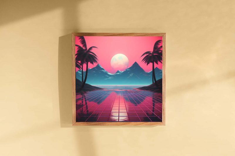 Retrowave 80s Retro Poster - Brickroad to the Moon | vintage 80s style - Image 3