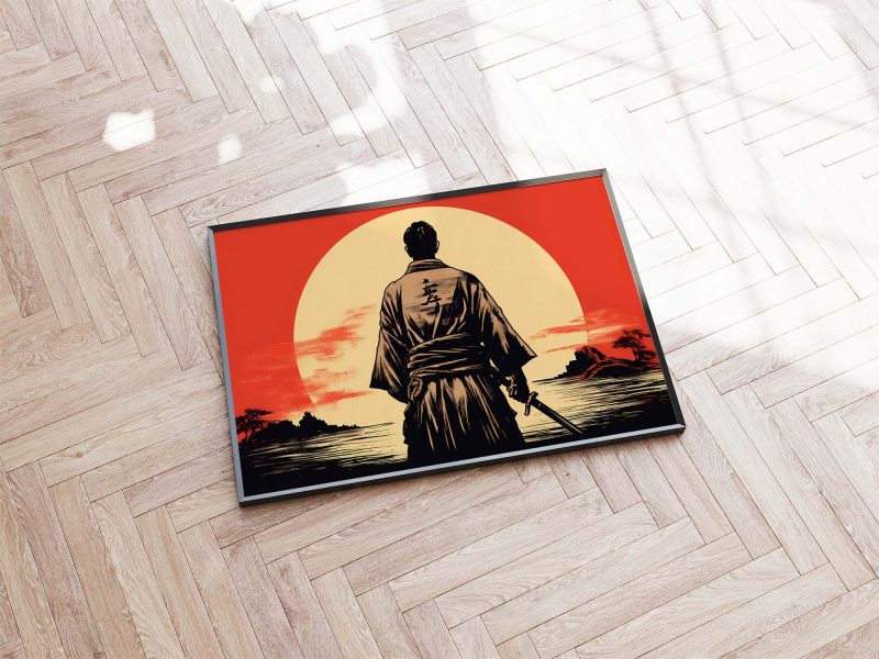 Samurai by the sea - Japanese Woodcut Poster - Image 7