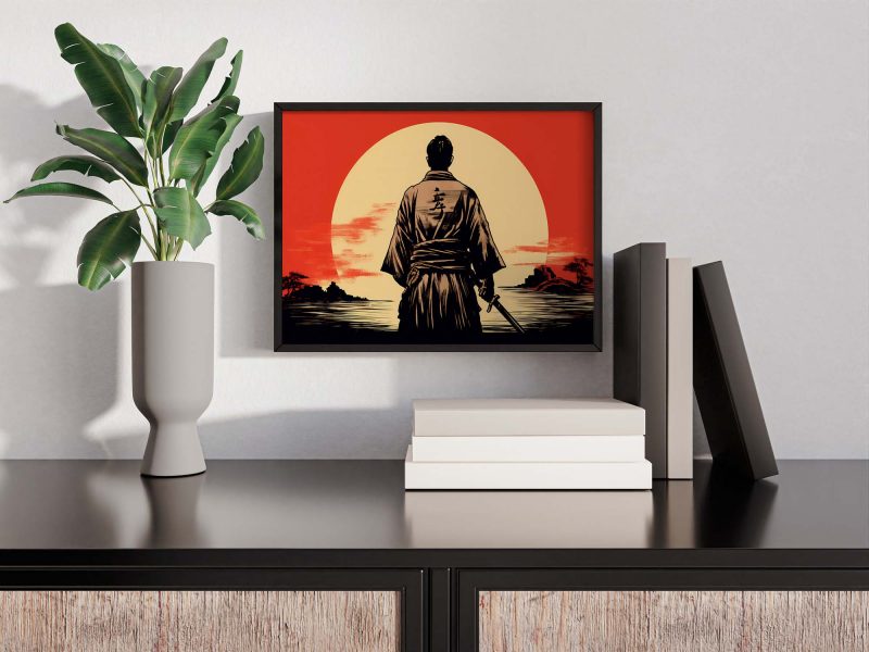 Samurai by the sea - Japanese Woodcut Poster - Image 6