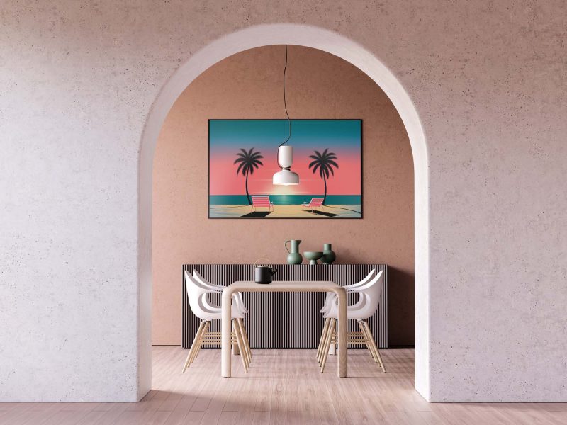 Serene Beach Sunset | Minimalist Design Poster Inspired by Hiroshi Nagai - Image 6