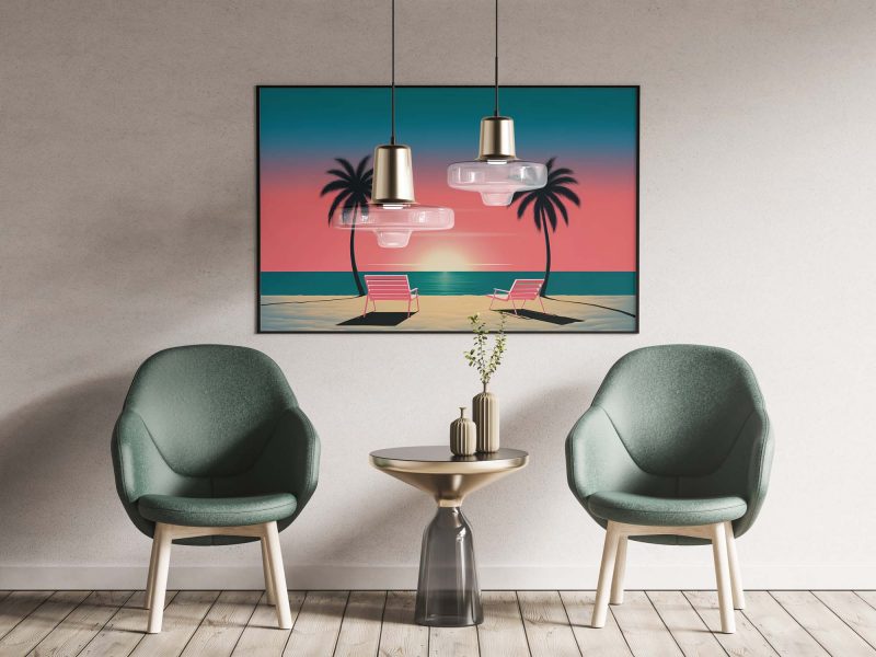 Serene Beach Sunset | Minimalist Design Poster Inspired by Hiroshi Nagai - Image 7