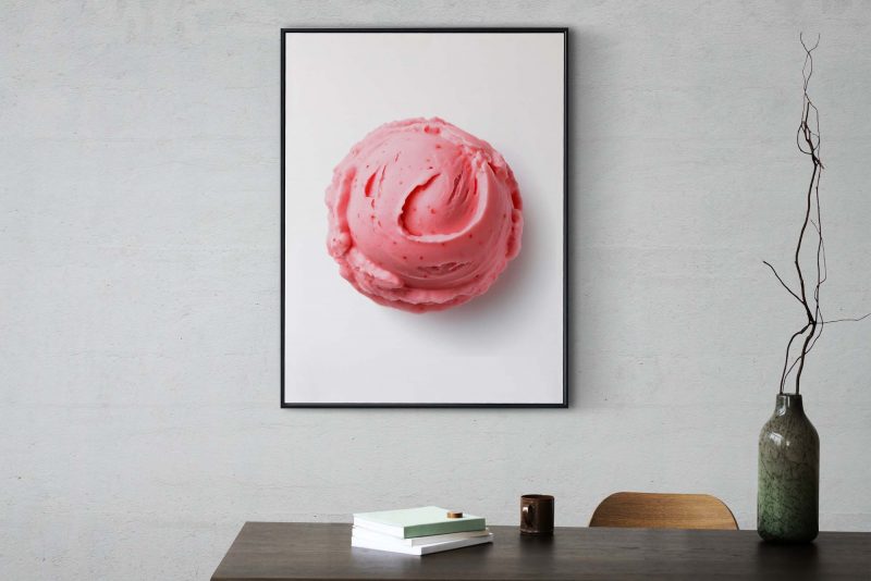Strawberry Ice Cream Poster, Vibrant Wall Art for Home Decor