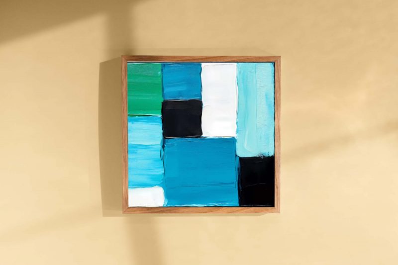 Abstract Blue Green Textures - Geometric Cubist Wall Art - Image 3