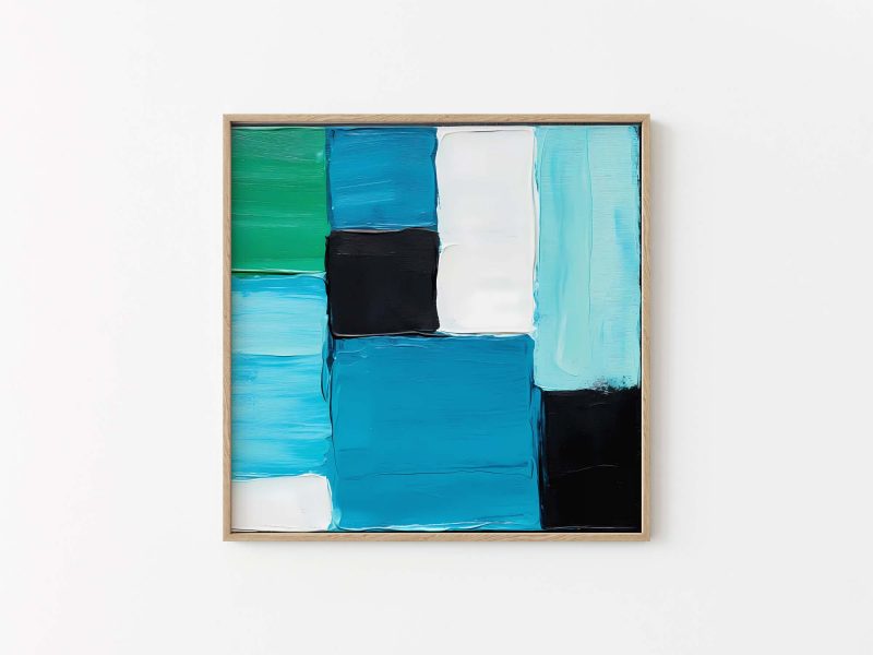 Abstract Blue Green Textures - Geometric Cubist Wall Art