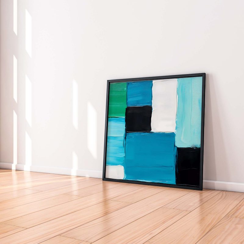 Abstract Blue Green Textures - Geometric Cubist Wall Art - Image 5