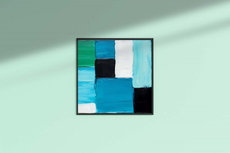 Abstract Blue Green Textures - Geometric Cubist Wall Art - Image 6