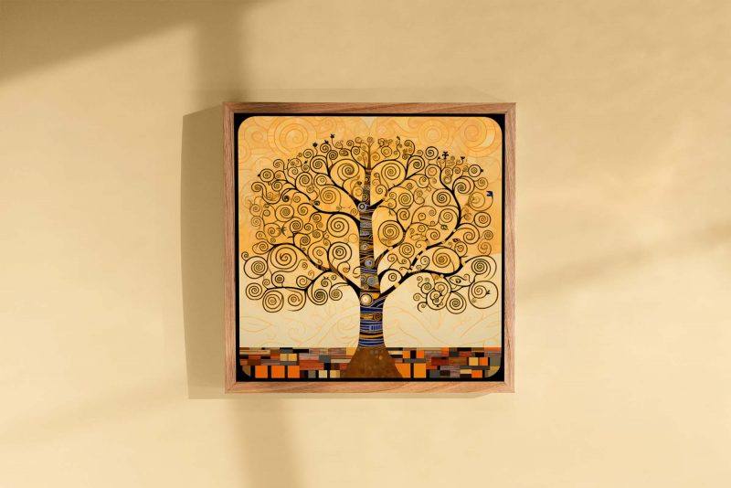 Tree of Life in Black and Gold - Gustav Klimt Style Poster - Image 3