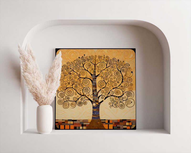 Tree of Life in Black and Gold - Gustav Klimt Style Poster - Image 2