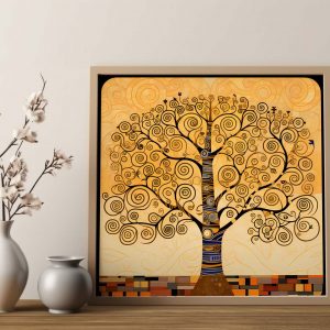 Tree of Life in Black and Gold - Gustav Klimt Style Poster