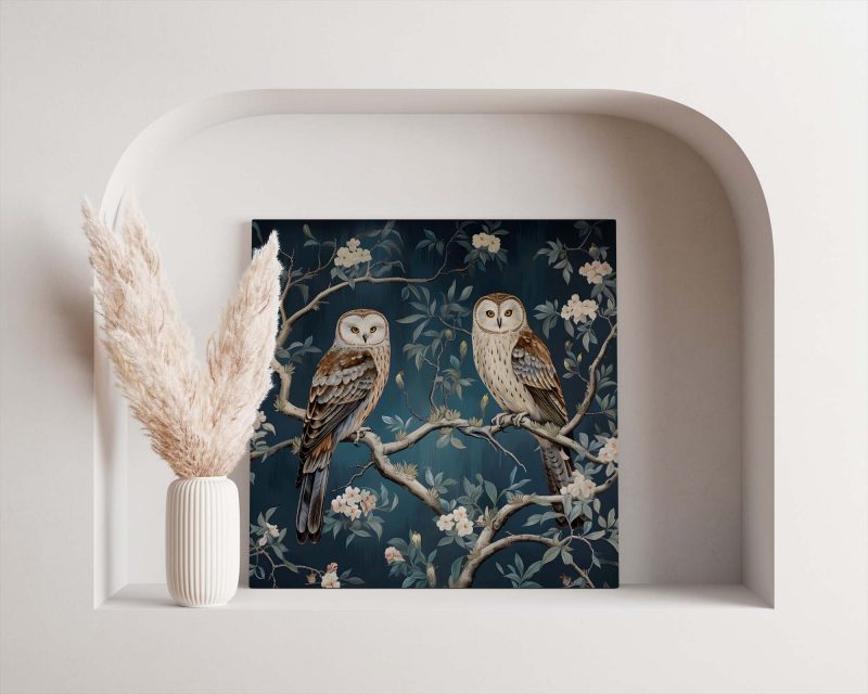 Two Olws Wallpaper, William Morris Style, Morris Printable, Walldecore - Image 2