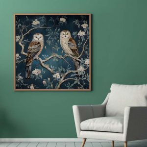 Two Olws Wallpaper, William Morris Style, Morris Printable, Walldecore