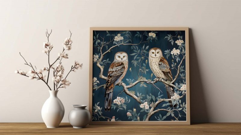 Two Olws Wallpaper, William Morris Style, Morris Printable, Walldecore - Image 8