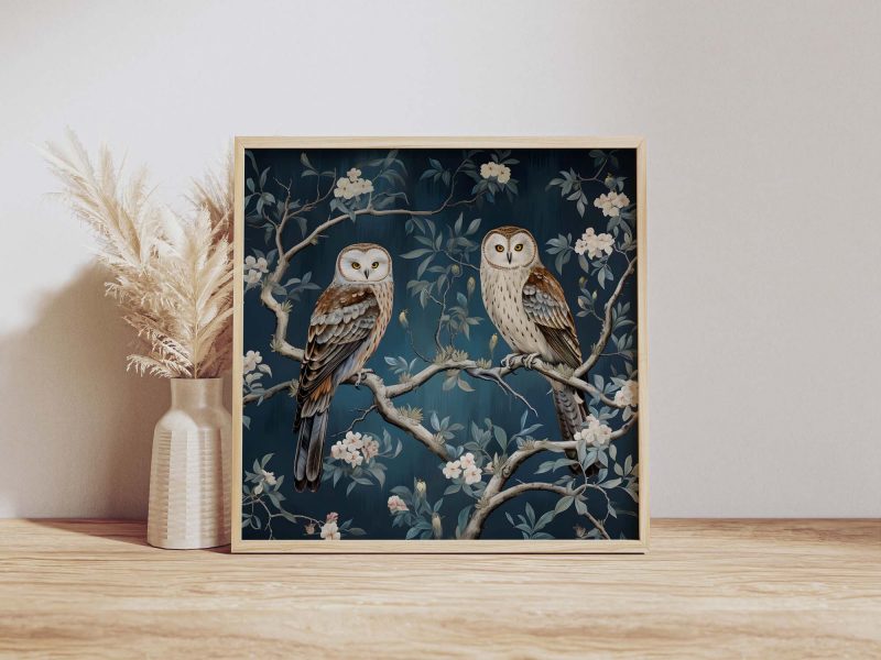 Two Olws Wallpaper, William Morris Style, Morris Printable, Walldecore - Image 9