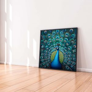 Vintage Blue Peacock Print