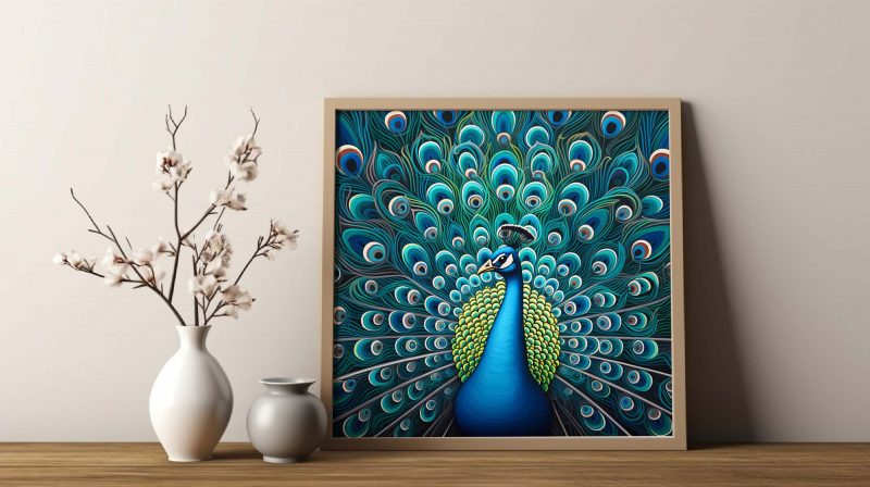 Vintage Blue Peacock Print - Image 9