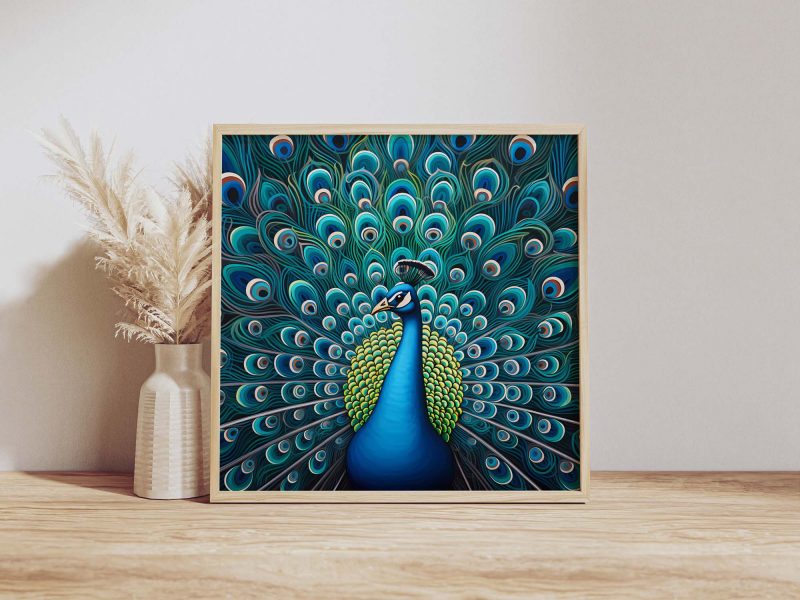 Vintage Blue Peacock Print - Image 2