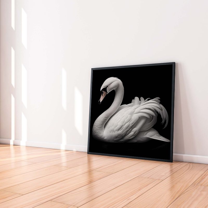 White Swan on Black Poster - Image 5