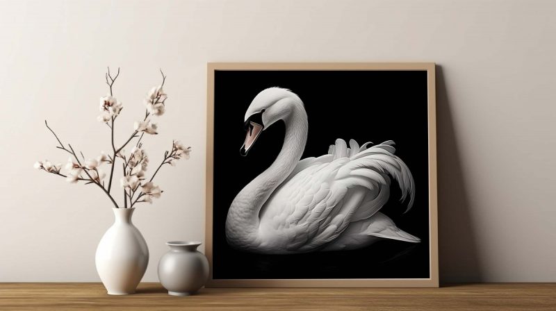 White Swan on Black Poster - Image 8