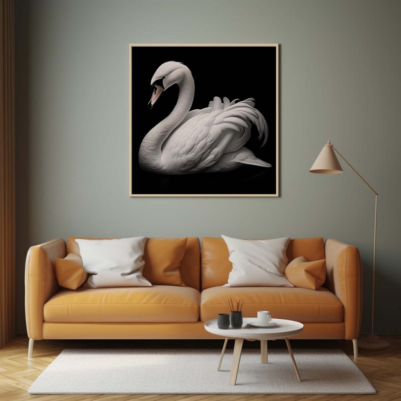 White Swan on Black Poster - Image 10
