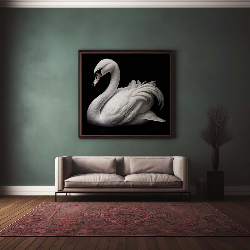 White Swan on Black Poster - Image 11