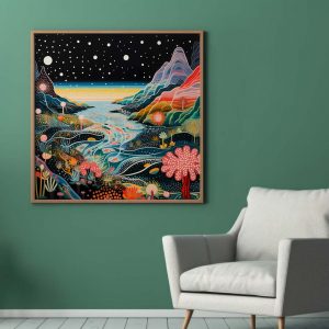 Yayoi Kusama inspired Poster | Coastal Landscape
