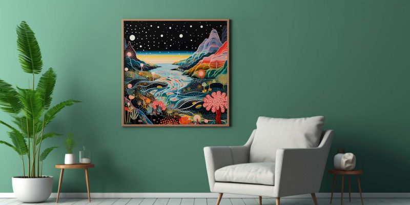 Yayoi Kusama inspired Poster | Coastal Landscape