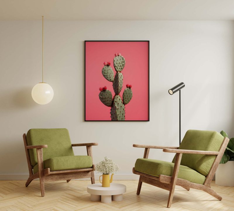 Kaktus Red - Wandkunst für Wohnzimmer Pflanzen Gemälde moderne Kunst - Image 5