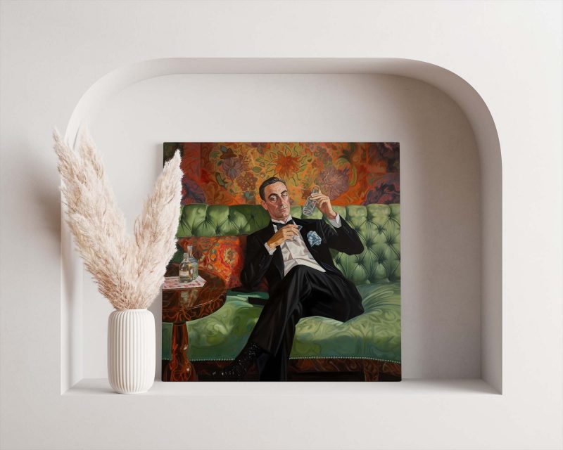 Decadent Man On Couch - Poster Oil Painting Art Print - Image 2