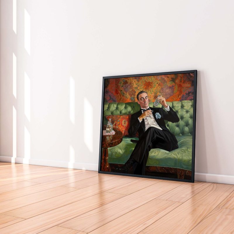 Decadent Man On Couch - Poster Oil Painting Art Print - Image 3