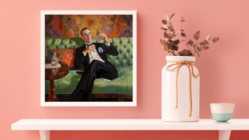 Decadent Man On Couch - Poster Oil Painting Art Print - Image 4