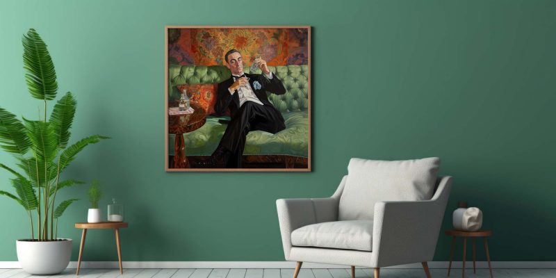 Decadent Man On Couch - Poster Oil Painting Art Print - Image 7