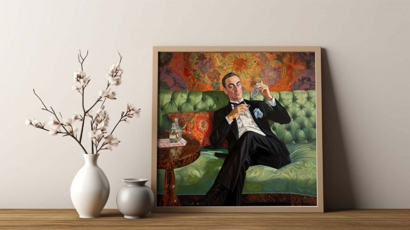 Decadent Man On Couch - Poster Oil Painting Art Print - Image 8