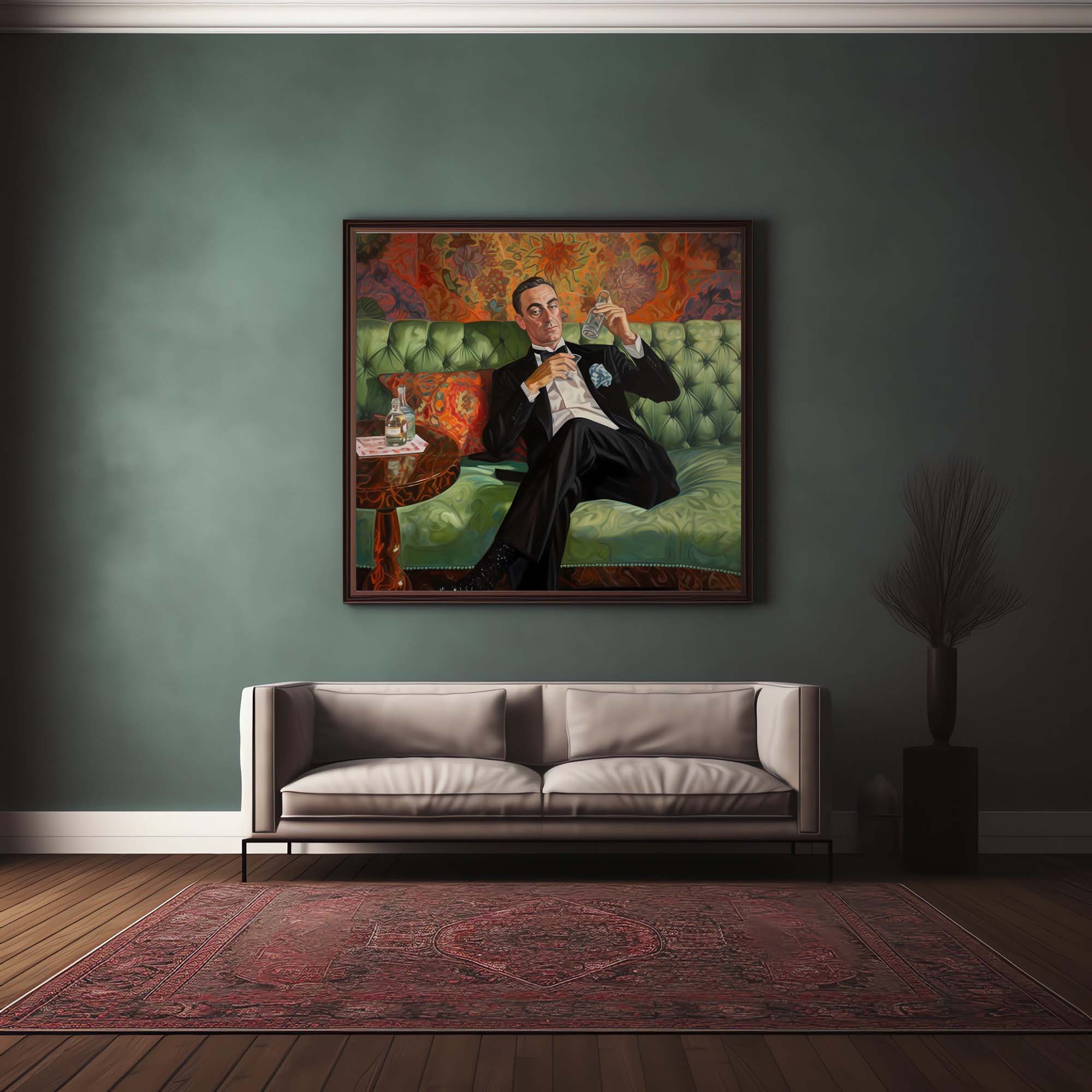 Decadent Man On Couch - Poster Oil Painting Art Print