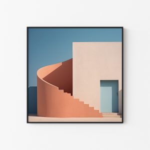 Facades - Round Orange Staircase - Poster - Architectural
