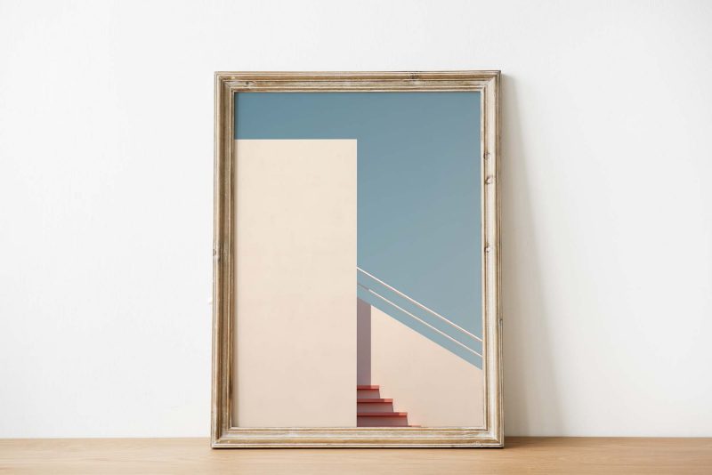 White and Orange Staircase - Architecture Poster - Vibrant Home Decor - Image 3