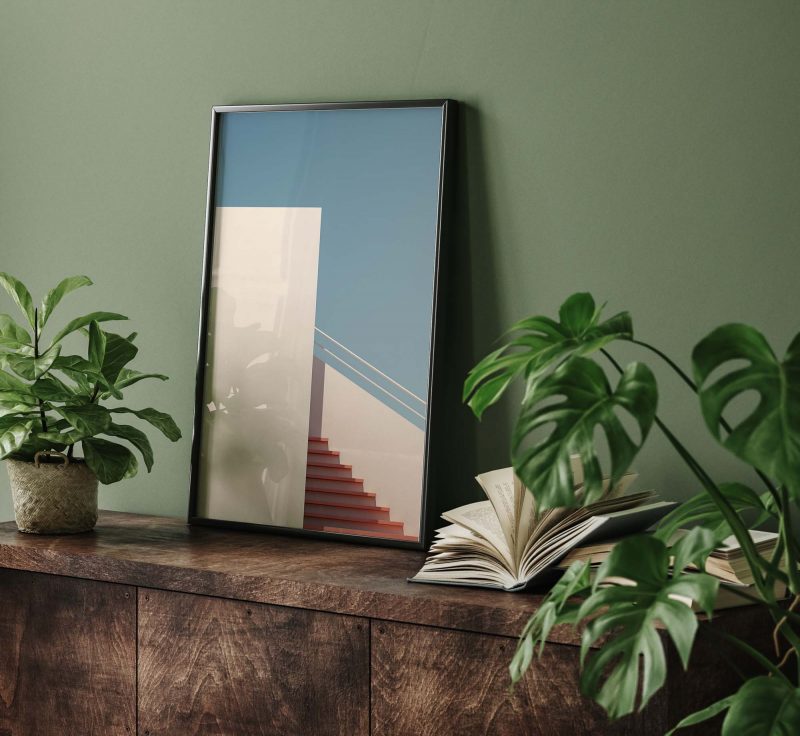 White and Orange Staircase - Architecture Poster - Vibrant Home Decor - Image 8
