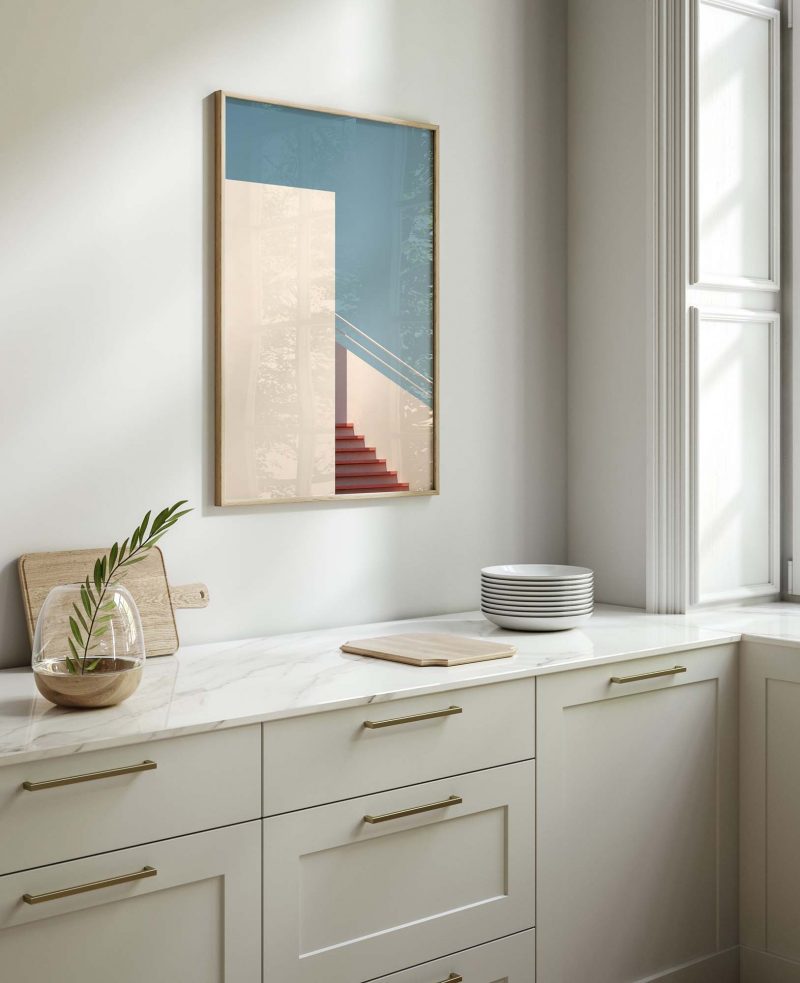 White and Orange Staircase - Architecture Poster - Vibrant Home Decor - Image 10