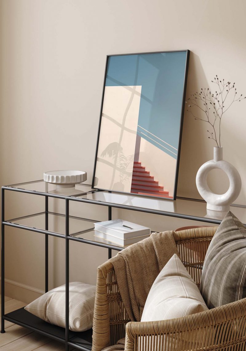 White and Orange Staircase - Architecture Poster - Vibrant Home Decor - Image 11