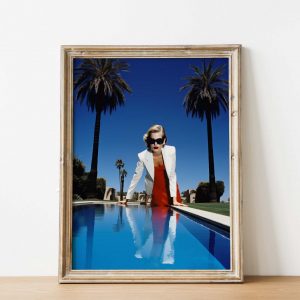 Female 90s Model at the Pool - Photo Poster, Helmut Newton style