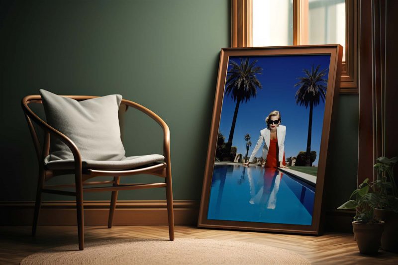 Female 90s Model at the Pool - Photo Poster, Helmut Newton style - Image 6