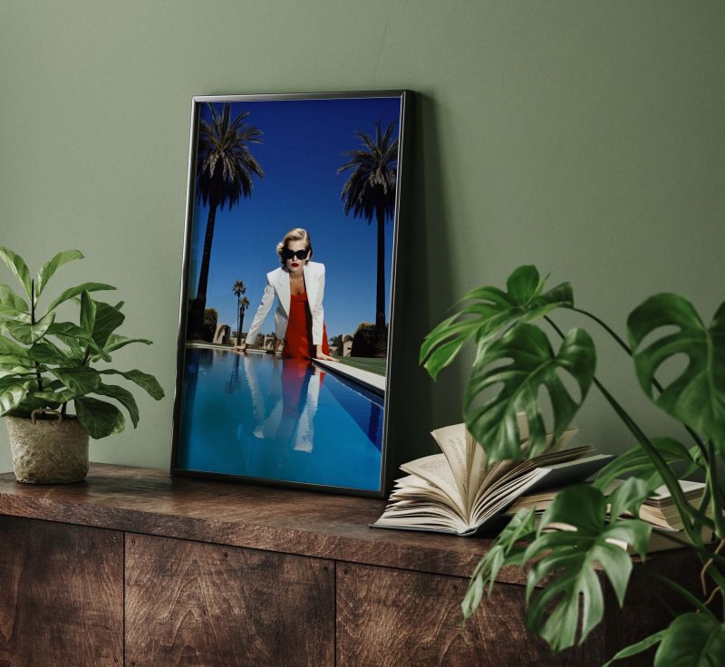 Female 90s Model at the Pool - Photo Poster, Helmut Newton style - Image 8