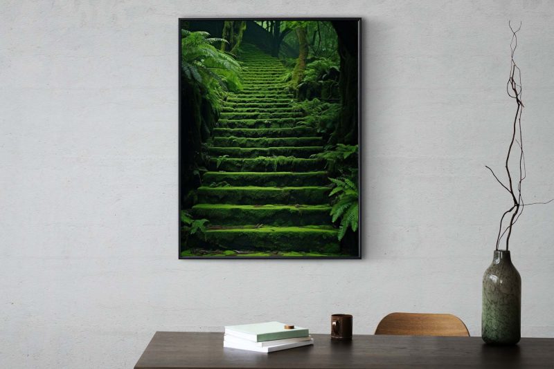 Green Moss Stairs - Poster