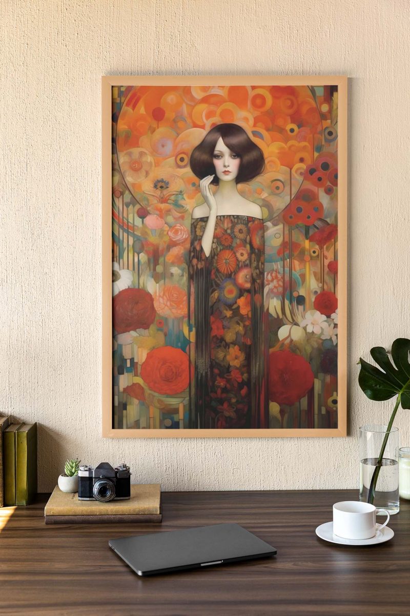 Black Haired Woman Poster in Picasso and Gustav Klimt style - Image 12