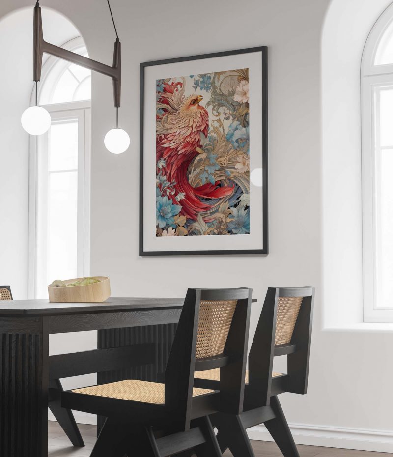 Red Bird - William Morris style Poster - Image 2