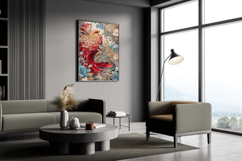 Red Bird - William Morris style Poster - Image 4