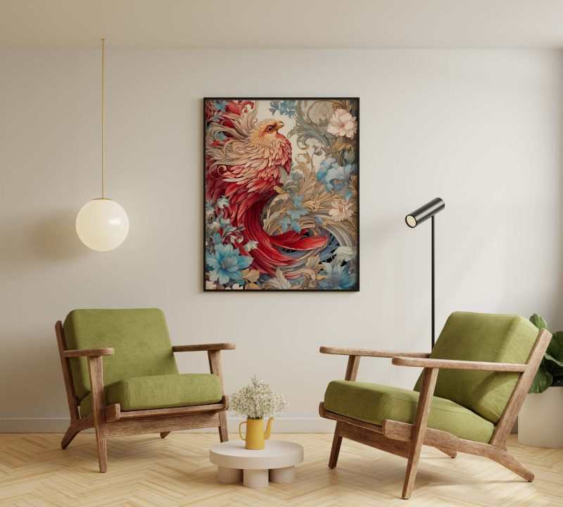 Red Bird - William Morris style Poster - Image 5