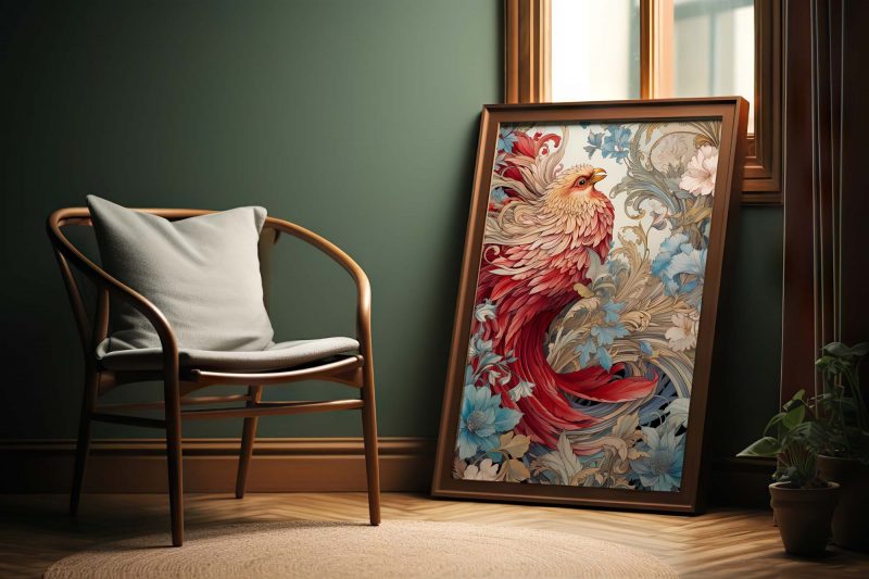 Red Bird - William Morris style Poster - Image 6