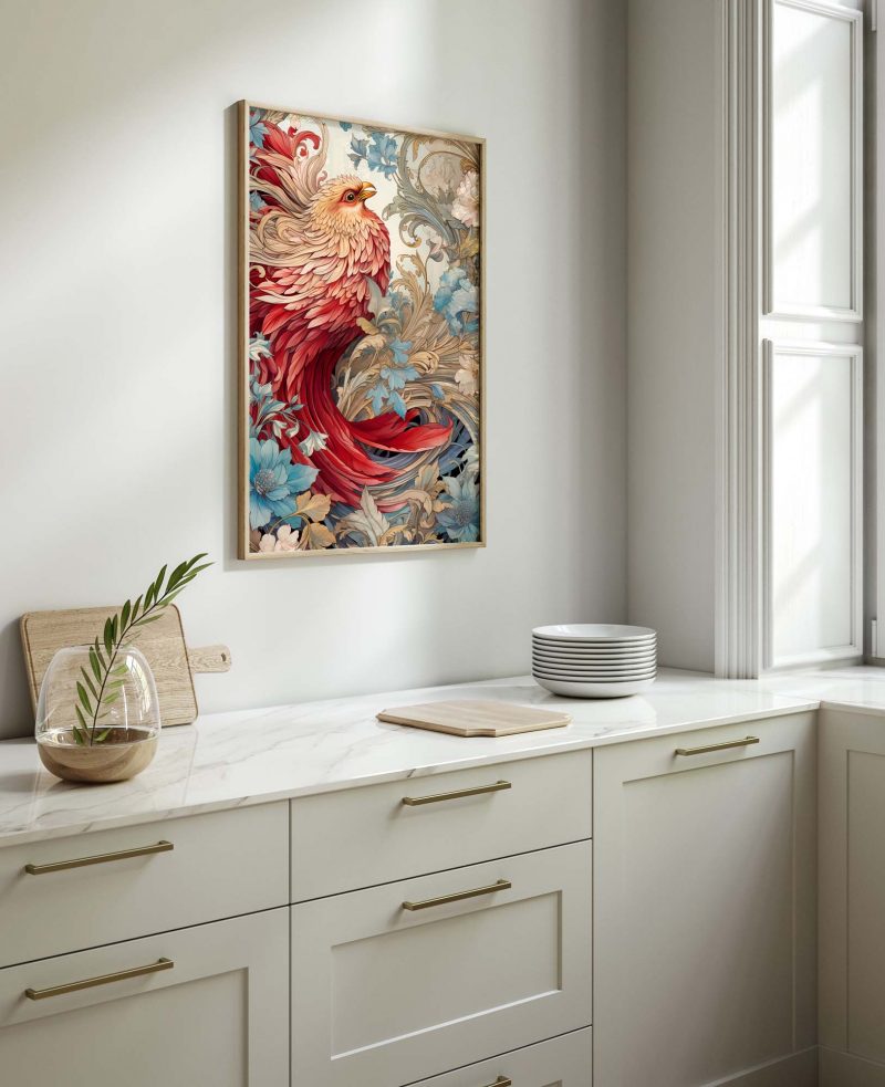 Red Bird - William Morris style Poster - Image 10