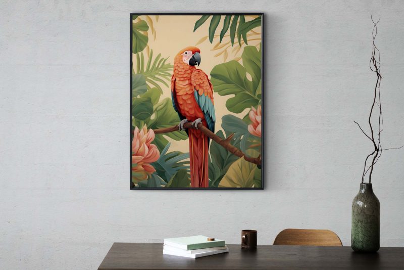Parrot on Monstera Poster | Tropical Wall Art | Parrot Poster – Bild 7
